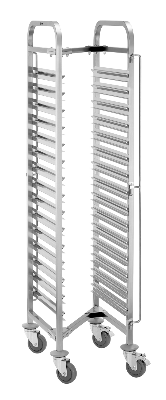 Bartscher Gastronormwagen AGN1500-1/1 | Je eineBehältersicherung an Vorder- und Rückseite |Maße: 44 x 61,5 x 171,0 cm. Gewicht: 20,6 kg