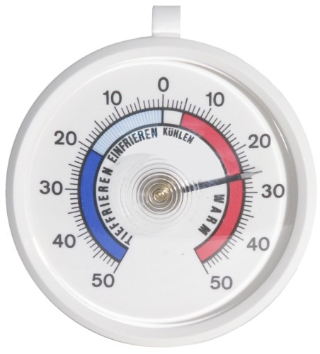 Kühlraumthermometer Messbereich von -50C bis +50C, Kunststoffgehäuse Durchmesser: 7 cm