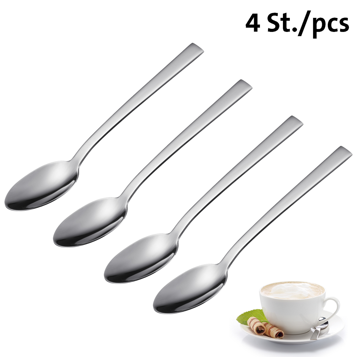 4 Kaffeelöffel, Edelstahl 18/10