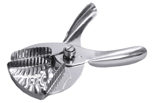 Zitronen-Segmentpresse aus Edelstahl, hochglänzend, mit 4 mm-Lochung, handlicher Griff, schwere Qualität Länge: 17 cm, Breite maximal: 8