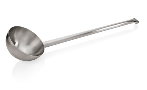 Schöpfkelle SERIE 2085. Chromnickelstahl, › mit fugenlosem Hakenstiel aus einem Stück.