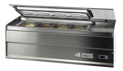 NEUMÄRKER Speiseeisvitrine 4 Magic PRO 100 inkl. 4 Behälter (kein GN) à 2,5 Liter 940x500x360 mm