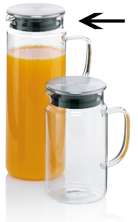 Saftkrug PITCHER, Inhalt: 1,6 Liter, Höhe: 260 mm, Durchmesser: 95 mm, Glas mit Edelstahldeckel.