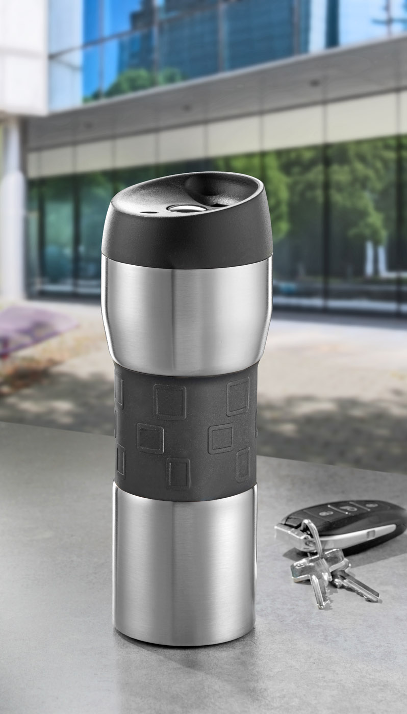 Coffee-to-go Becher VIA, Edelstahl, 420ml. - GRATIS - Vielen Dank für Ihre Bestellung!