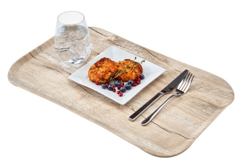 Versa Century Polyester Holzoptik Tablett 32,5 x 53 cm Eiche hell von Cambro