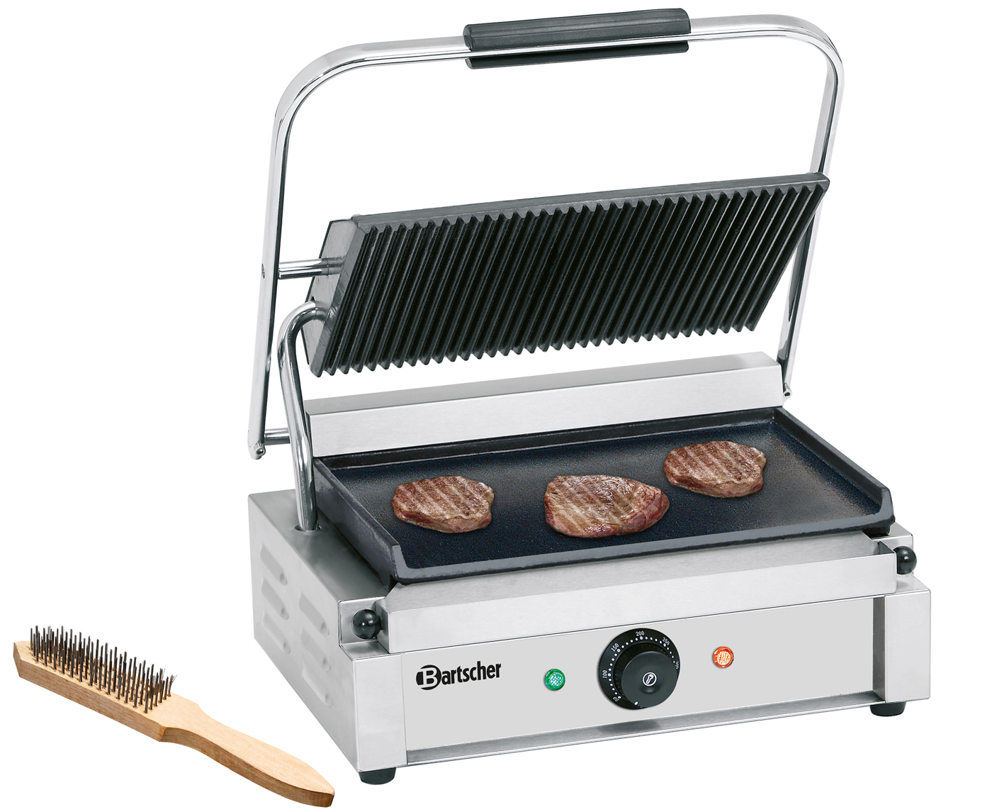 Bartscher Kontaktgrill "Panini" 1GR |Programmierung: - | Maße: 41 x 40 x 20,0 cm.Gewicht: 18,6 kg
