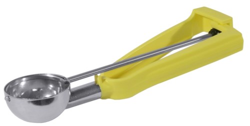 Portionierer aus Edelstahl 18/10, mit farbigem Griff aus Nylon, temperaturresistent +85C, spülmaschinengeeignet, mit patentiertem