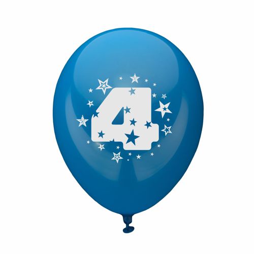 6 Zahlenluftballons Ø 25 cm farbig sortiert "4" von PAPSTAR