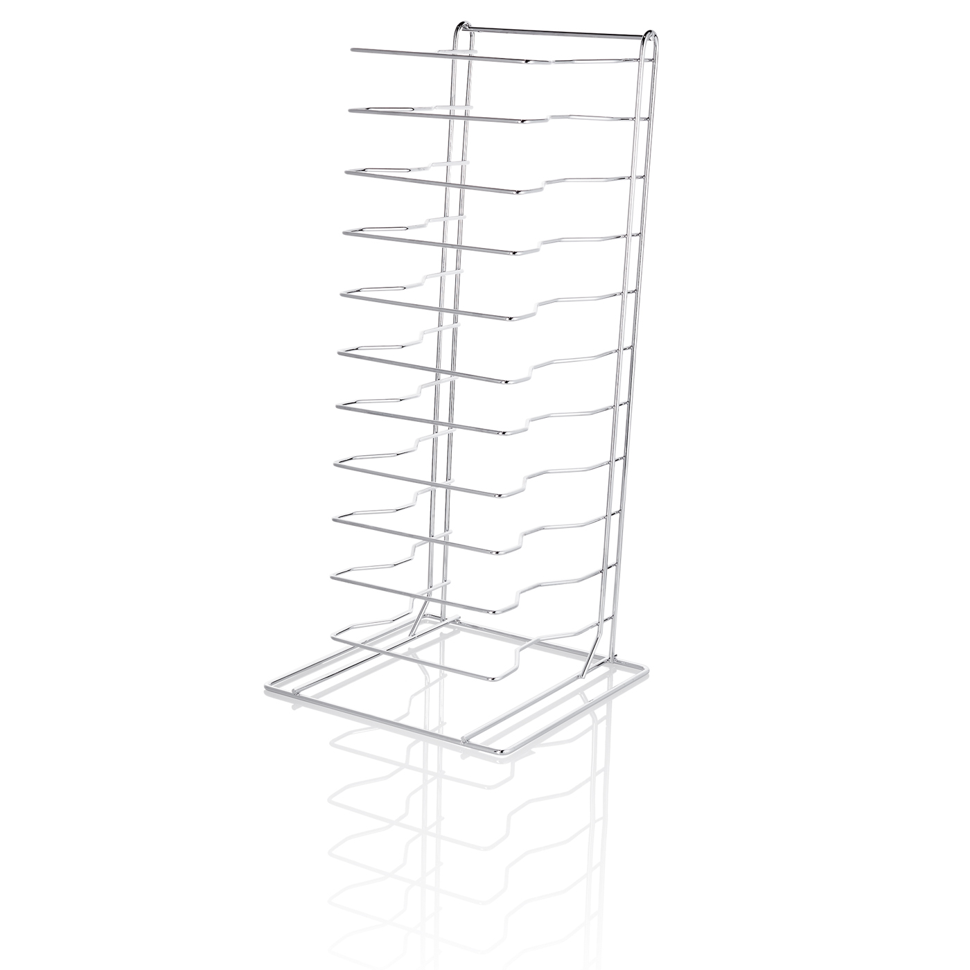 Pizzablechhalter für 11 Pizzableche, 30,5 x 30,5 x 69 cm, verchromt Für 11 Pizzableche