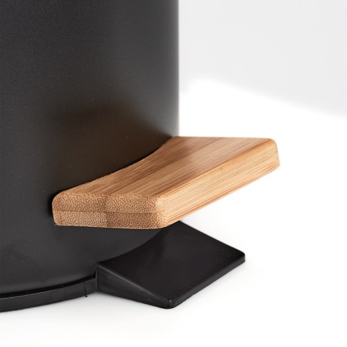 Kosmetikeimer, 3 ltr., Metall/Bambus, schwarz. Ø: 168 mm. Höhe: 240 mm.