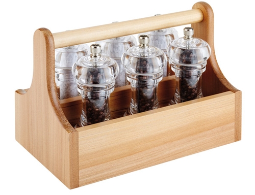 Table Caddy 25 x 15 cm, H: 18 cm Akazienholz mit Tragegriff innen: 22,5 x 6 cm nicht spülmaschinengeeignet Farbe: Beige