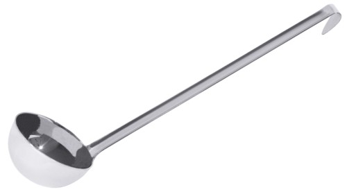 Schöpfkelle, leicht aus Edelstahl, fugenlos, ohne Maßstempel, leichte Qualität Volumen: 0,15 l, Durchmesser: 8 cm, Stiellänge: