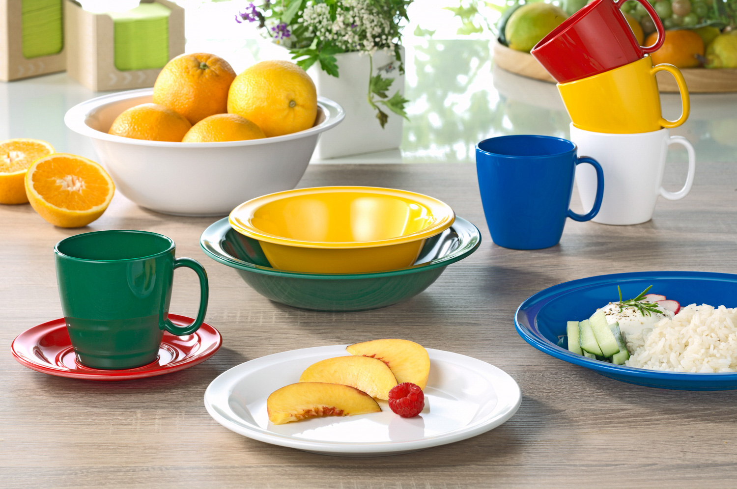 WACA Dessertteller COLORA in blau, aus Melamin. Durchmesser: 19,5 cm.