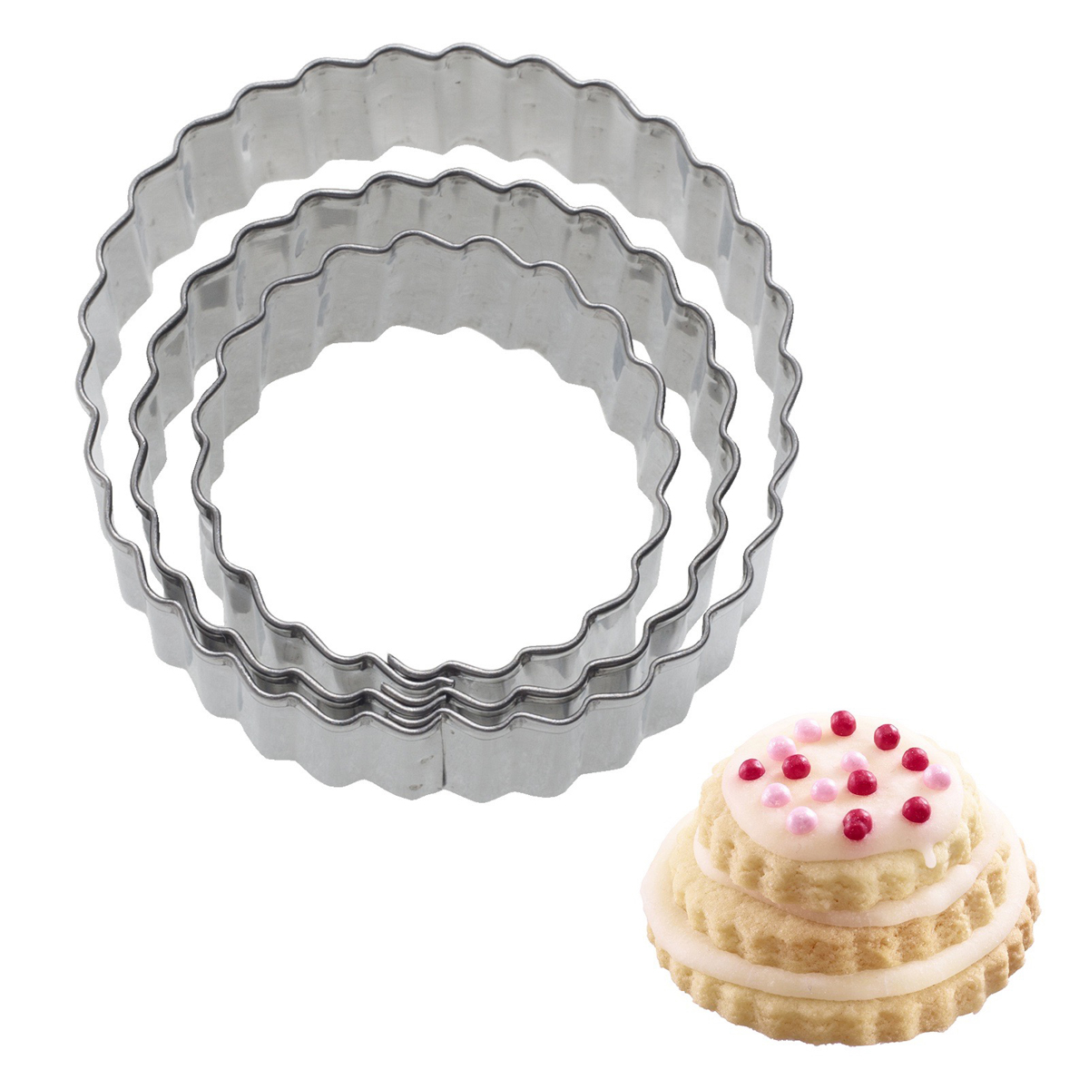 3 Terrassen-Ausstechformen »Ring gewellt«, 4 cm, 5 cm, 6 cm