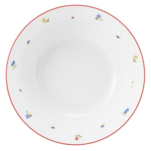 Seltmann Schüssel rund 24 cm, rund, Form: Community, Dekor: 57388 Streublume rote Linie, hohe Kantenschlagfestigkeit, Made in Germany