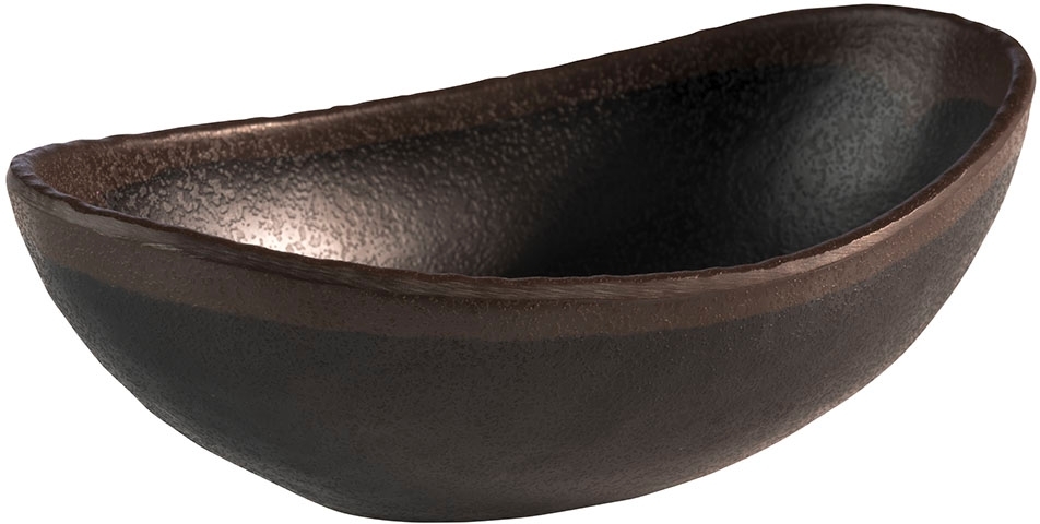 Schale -MARONE- 16,5 x 10 cm, H: 5,5 cm Melamin, schwarz mit braunem Rand 0,25 Liter spülmaschinengeeignet stapelbar nicht