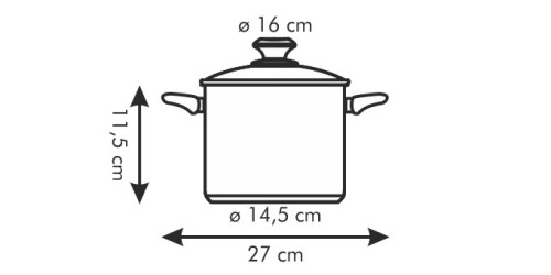 Topf PRESTO mit Deckel, ø 16 cm, 2.0 l Kunststoff, rostfreier Edelstahl, Glas Spülmaschinenfest