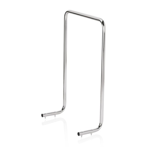 Griff für Transportwagen, Griff für 9800 011. 4 schwenkbare Rollen, davon 2 mit Feststeller. Material: Edelstahl, Polypropylen.