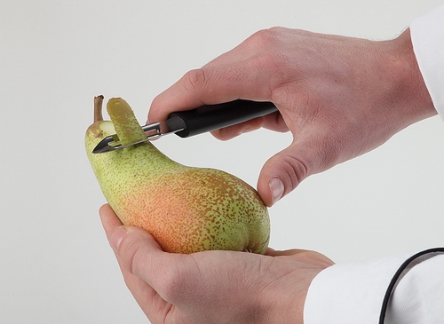 Sparschäler Länge 17 cm mit zwei starren Klingen aus extra gehärtetem Edelstahl Griff aus Polyamid für Links- und