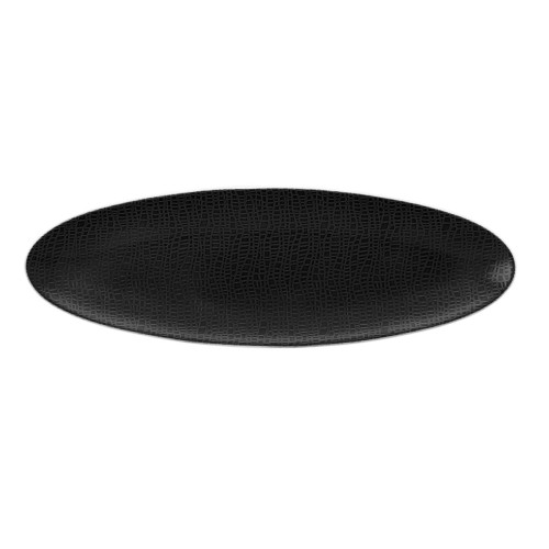 Seltmann Servierplatte schmal 35x12 cm, oval, Form: Life, Dekor: 25677 Fashion glamorous black, hohe Kantenschlagfestigkeit, Made in Germany