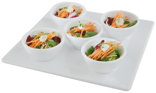 Tablett -PURE- 26,5 x 26,5 cm, H: 3 cm Melamin, weiß spülmaschinengeeignet stapelbar nicht mikrowellengeeignet keine direkte