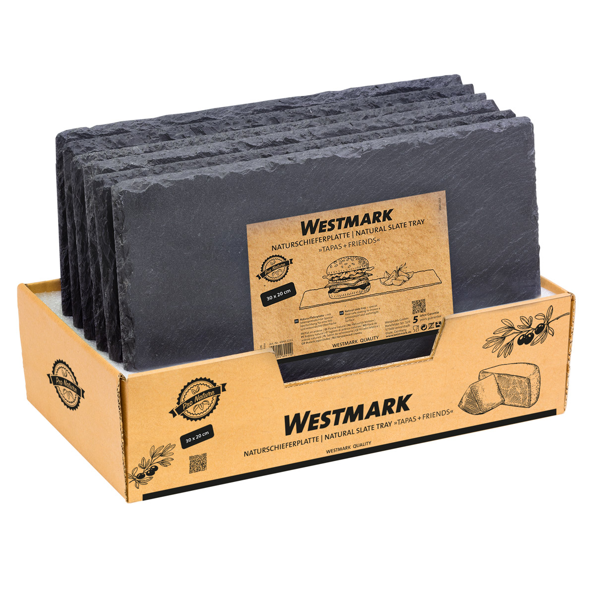 6 Naturschieferplatten »Tapas + Friends«, 30 x 20 cm
