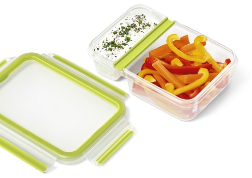 Emsa CLIP & GO Yoghurtbox 0,6 Liter mit Knick-Ecke To Go - 100 % dicht - Qualität made in Germany