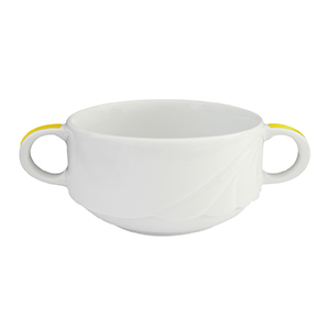 Suppen-Obere 0,26 l stapelbar - Form: Ambiente, Plus - Dekor 79460 Gelb - aus Porzellan., Hersteller: Eschenbach. "Made in Germany".