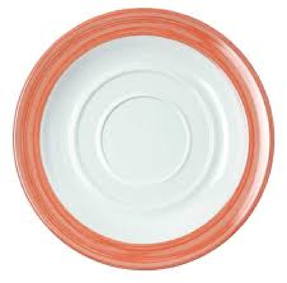WACA Kaffeeuntertasse BISTRO in weiß-orange, aus faserverstärktem PBT. Durchmesser: 14 cm.