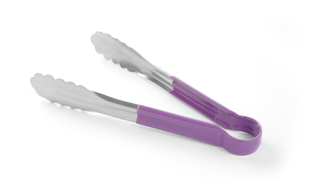 Servierzange HACCP, Edelstahl, violett. Länge 250 mm