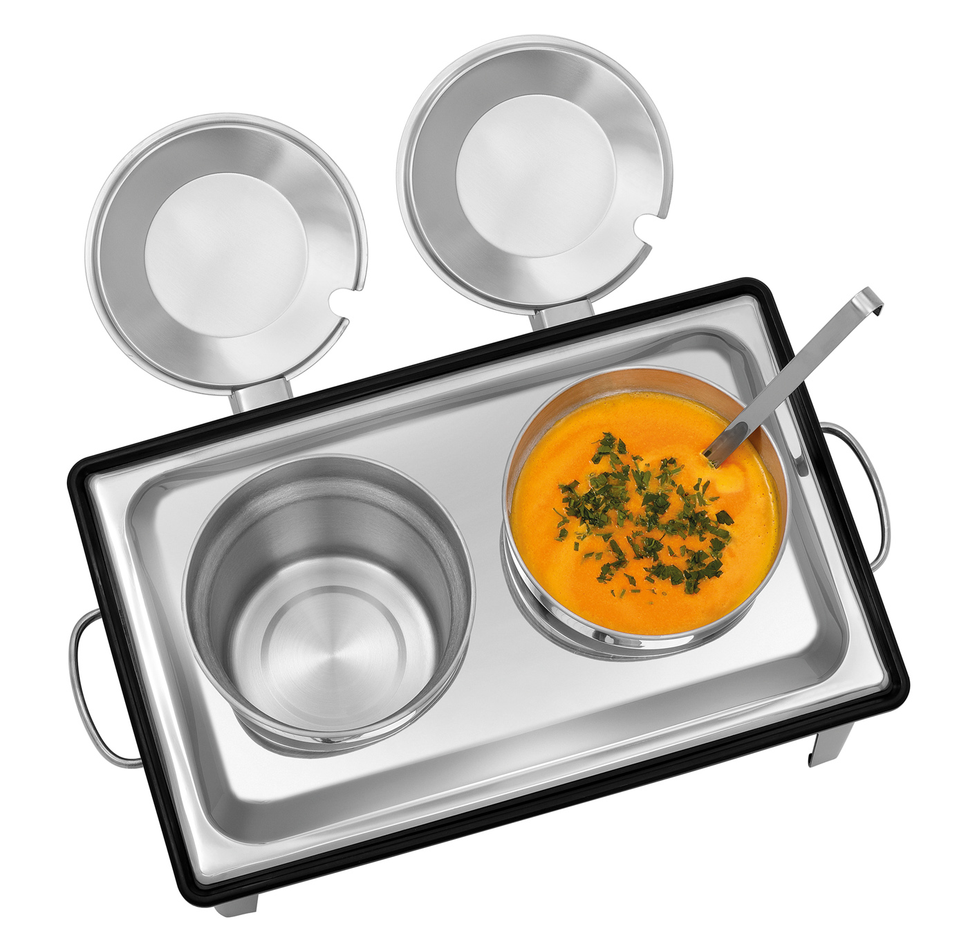 Bartscher Suppenstation 2x4L 2200 E |Anschlusswert: 2,2 kW | Maße: 63,6 x 35,7 x 46,0cm. Gewicht: 7 kg