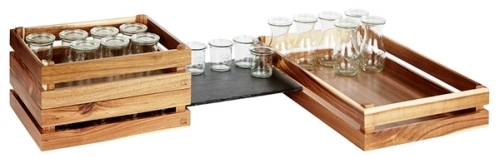 Holzbox -SUPERBOX- 35 x 29 cm, H: 10,5 cm Akazienholz passend zu GN 1/2 nicht spülmaschinengeeignet stapelbar Farbe: Braun