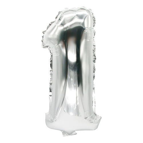 Folienluftballon 35 cm x 20 cm silber "1" von PAPSTAR