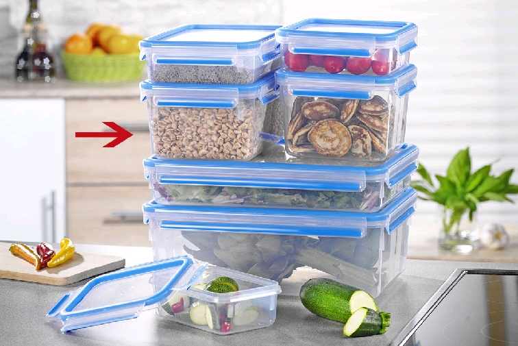 Emsa CLIP & CLOSE Frischhaltedose 2,3L rechteckig, Maße: 22,6 x 16,7 x 9,9 cm, Material: Kunststoff, mit Soft-Touch-Clips