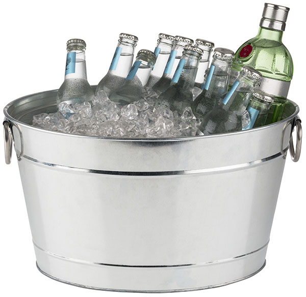 Getränkewanne -TIN- 40 x 28 cm, H: 22 cm Metall, verzinkt, PVC mit Kunststoffeinsatz 11 Liter nicht spülmaschinengeeignet