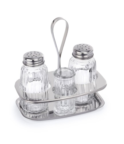 Menage MENAGE SERIE 1480. Edelstahl/Glas, › Einsätze aus Glas. 3-teilig, Salz und