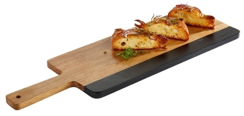 Contrast Servierbrett -AKAZIE SCHIEFER- 42 x 18 cm, H: 1,5 cm Akazienholz, Naturschiefer