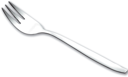 Kuchengabel LAURA, von Esmeyer. Aus Edelstahl 18/0, poliert. Länge ca. 14,5 cm. Materialstärke 2,0 mm.