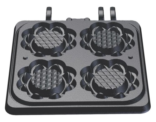 NEUMÄRKER Waffeltörtchen Backplattensatz für Backsystem unbeschichteter Grauguss