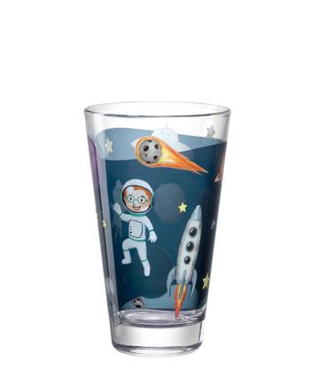 Becherglas Weltall, Inhalt 0,3 Liter, Höhe: 13,2 cm, Serie Bambini Avventur, Leonardo.