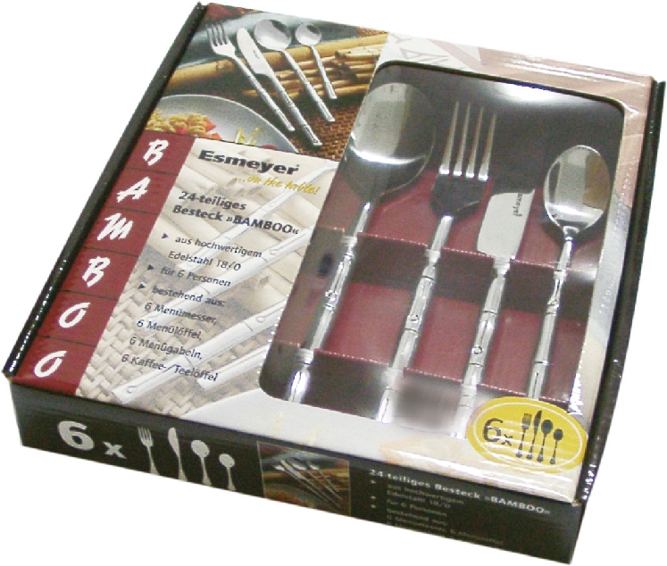 6 Kuchengabeln BAMBOO METALL 18/0, poliert