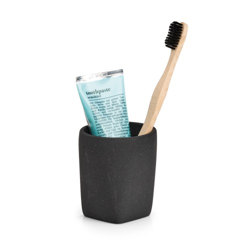 Zahnputzbecher "Dark Stone", Polyresin, schwarz. Ø: 77 mm. Höhe: 90 mm.