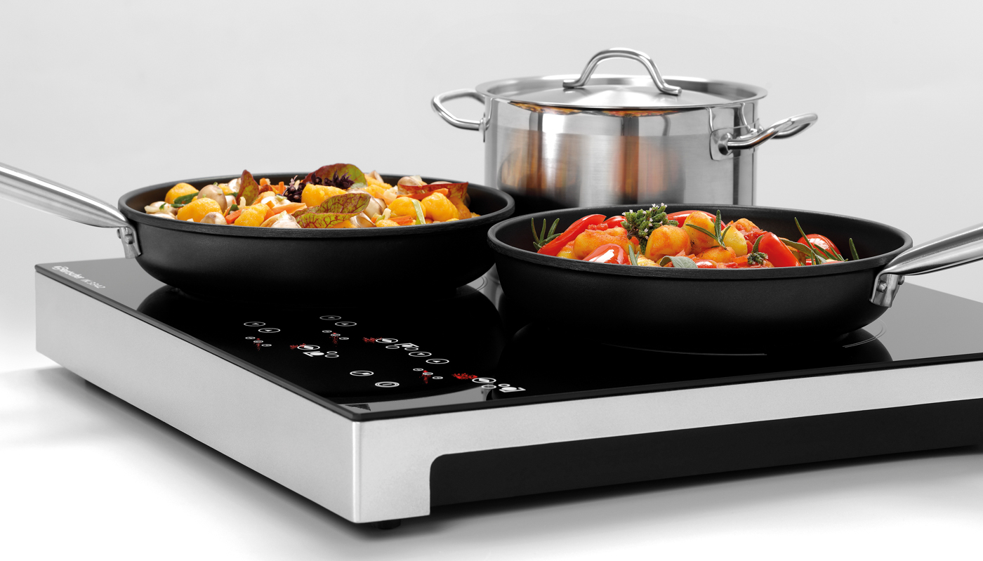 Bartscher Induktionskocher IK 3342 | DurchmesserKochstelle rechts: 207 mm | Maße: 51 x 48,5 x 6,5cm. Gewicht: 6,1 kg