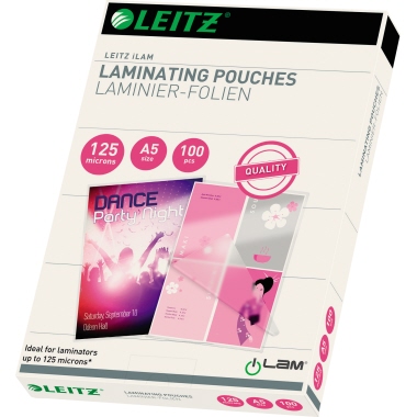Leitz Laminierfolientasche 216 x 154 mm (B x H) DIN A5 125µm glänzend 100 St./Pack.