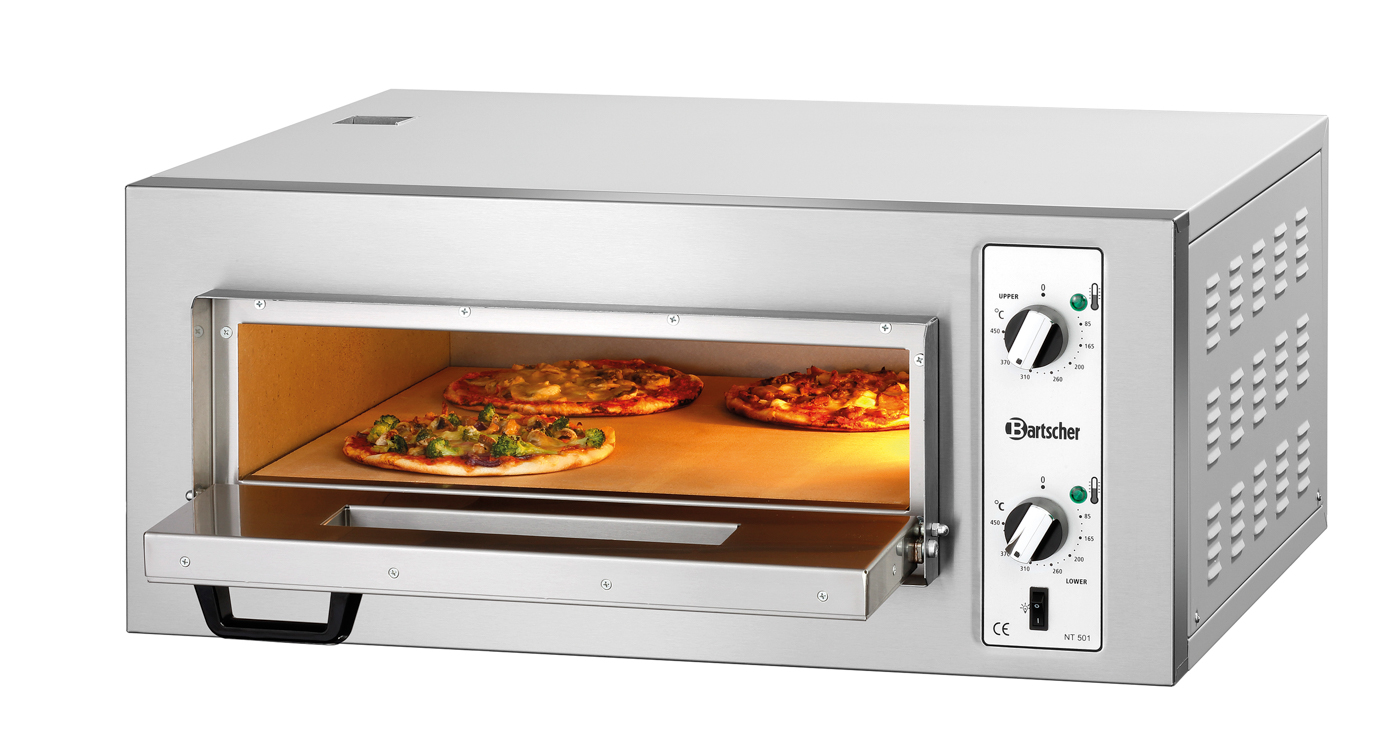 Bartscher Pizzaofen NT 501 | Spannung: 400 V |Maße: 80 x 75 x 36,0 cm. Gewicht: 44,6 kg