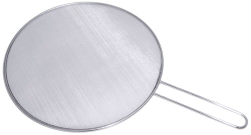 Pfannen-Fettspritzschutz aus Edelstahl 18/10, stabile Qualität, sehr feines Gewebe (16 Löcher/cm),  Durchmesser außen: 33 cm,