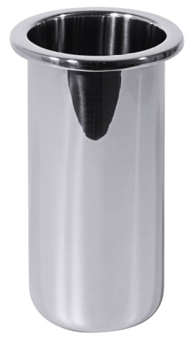 Besteckköcher aus Edelstahl 18/10, für Lochausschnitte von 70 mm, schwere Qualität Höhe: 15 cm, Durchmesser außen: 7 cm, Durchmesser oben: