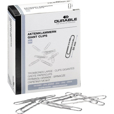 DURABLE Büroklammer runde Form, gewellt 50mm Metall zink 100 St./Pack.