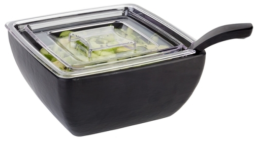 Schale -SLATE- 19 x 19 cm, H: 9 cm Melamin, schwarz, Schieferlook 1,5 Liter spülmaschinengeeignet stapelbar nicht