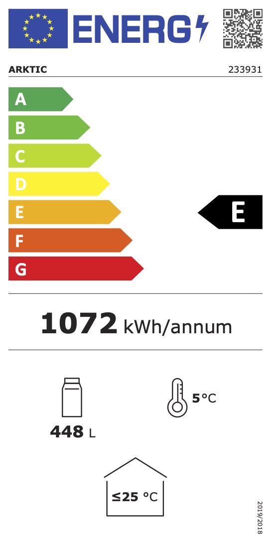 Bar Kühlschrank zweitürig 458 L. Pulverbeschichtetes Gehäuse, Aluminiumkammer, verschließbare Kunststofftüre
